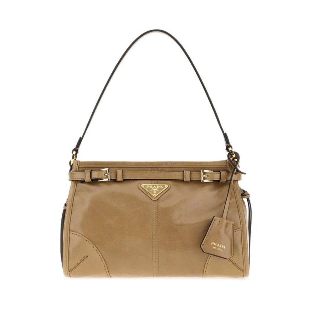 Prada Women Beige Leather Prada Bonnie Shoulder Bag